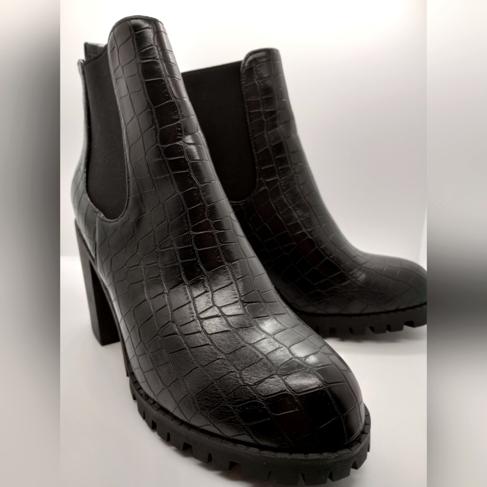 SheIn Croc Print Ankle Boots
